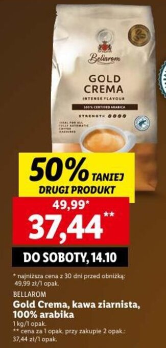 Lidl BELLAROM Gold Crema, kawa ziarnista, 100% arabika 1kg oferta