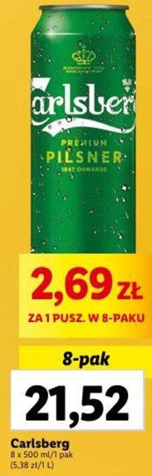 Lidl Carlsberg 8 x 500 ml oferta