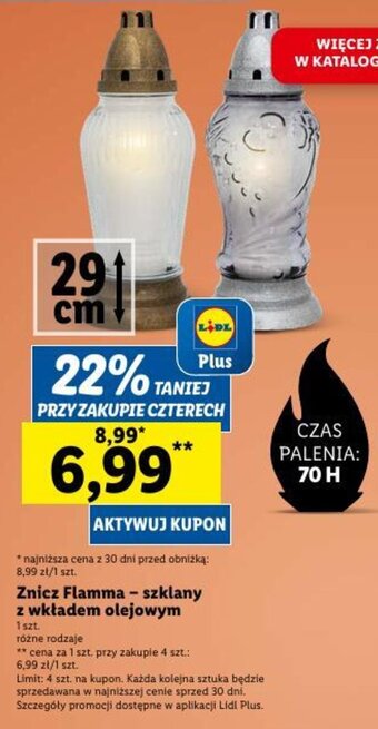 Lidl Znicz Flamma - szklany z wkładem olejowym oferta