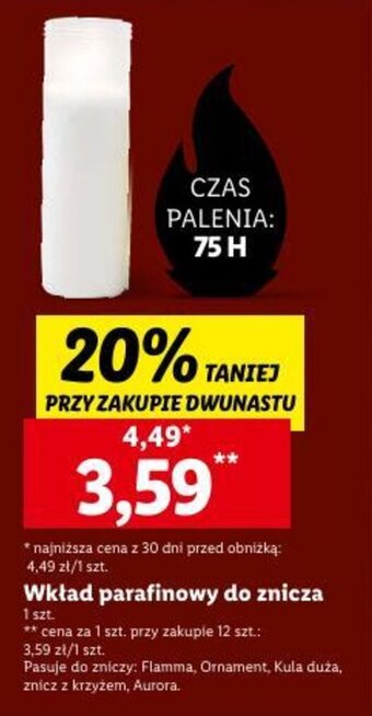 Lidl Wkład parafinowy do znicza oferta
