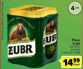 Carrefour Piwo ŻUBR 4 x 0,5l oferta