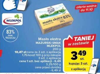 Carrefour Masło ekstra MAZURSKI SMAK MLEKPOL 200 g oferta