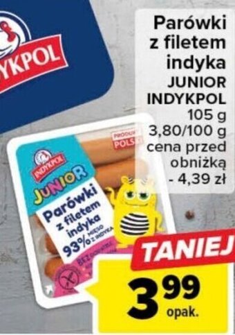Carrefour Parówki z filetem indyka JUNIOR INDYKPOL 105 g oferta