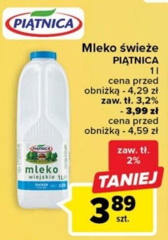 Carrefour mleko wiejskie 1L oferta