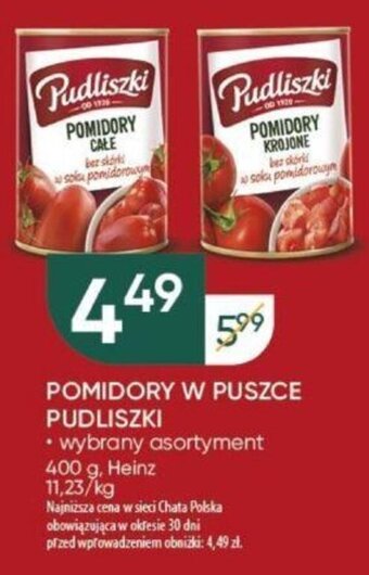 Chata Polska POMIDORY W PUSZCE PUDLISZKI 400 g oferta