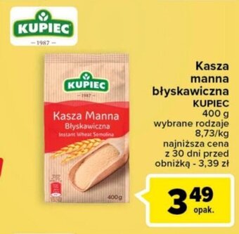 Carrefour Kasza Manna Blyskawiczna KUPIEC 400g oferta
