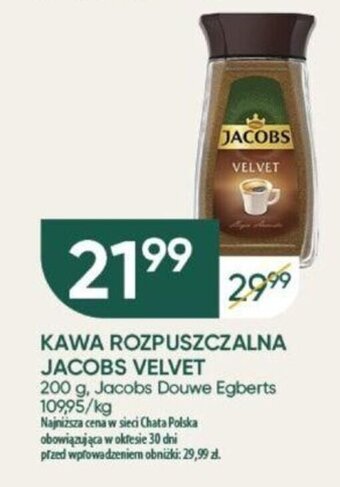 Chata Polska KAWA ROZPUSZCZALNA JACOBS VELVET 200 g oferta