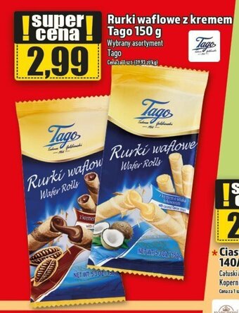 Topaz Rurki waflowe z kremem Tago 150 g oferta