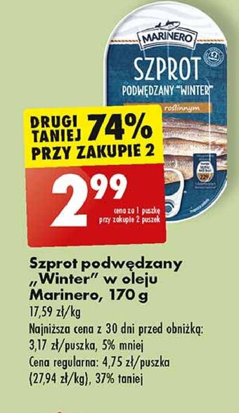 Biedronka Szprot podwędzany winter w oleju roślinnym oferta