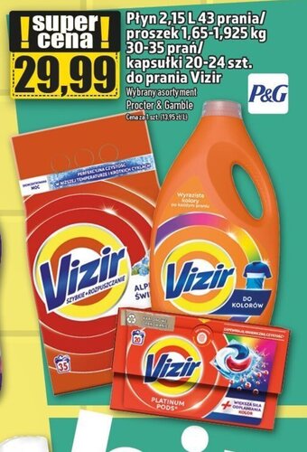 Topaz Płyn 2,15 L 43 prania/ proszek 1,65-1,925 kg 30-35 prań/ kapsułki 20-24 szt. do prania Vizir oferta