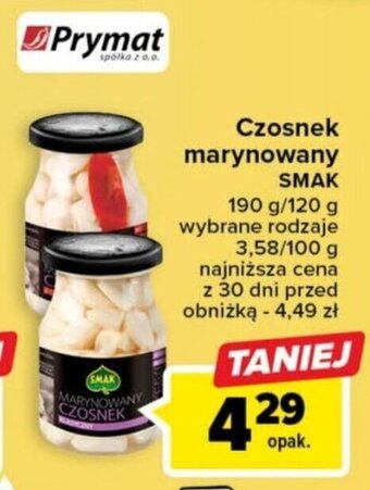Carrefour Czosnek marynowany SMAK 190 g/120 g oferta