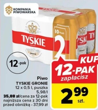 Carrefour Piwo TYSKIE GRONIE 12 x 0,5 l oferta