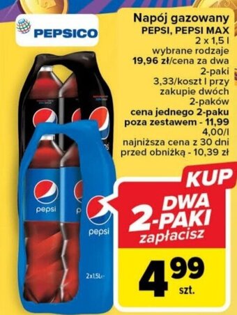 Carrefour Napój gazowany PEPSI, PEPSI MAX 2x1,5l oferta