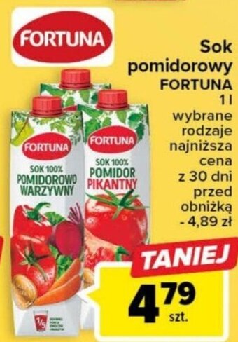Carrefour Sok pomidorowy FORTUNA 1l oferta
