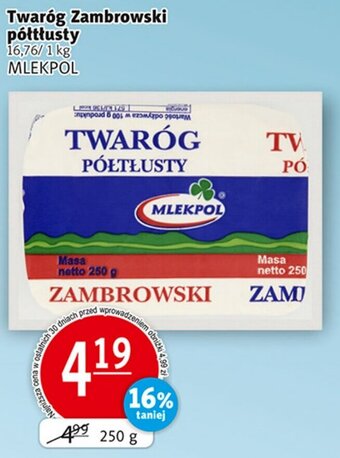Prim Market Twaróg Zambrowski półtłusty 250 g oferta