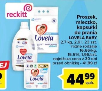 Carrefour Proszek, mleczko, kapsułki do prania LOVELA BABY 2,7 kg / 2,9 l / 23 szt. oferta