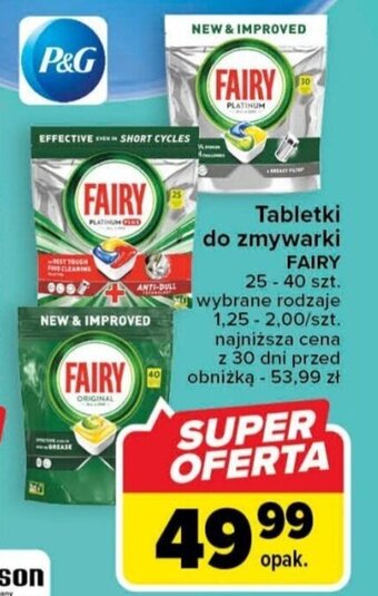 Carrefour Tabletki do zmywarki FAIRY 25-40 szt. oferta