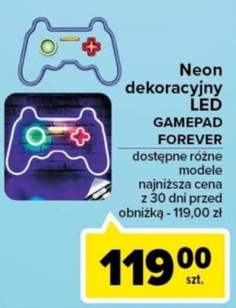 Carrefour Neon dekoracyjny LED GAMEPAD FOREVER oferta