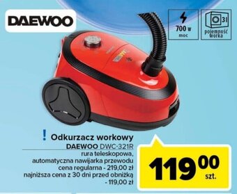 Carrefour Odkurzacz workowy DAEWOO DWC-321R oferta