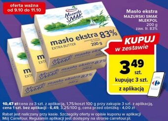 Carrefour Express Masło ekstra MAZURSKI SMAK MLEKPOL 200 g zaw. tł. 83% oferta