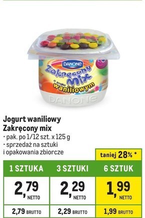 Makro Danone zakręcony mix jogurt o smaku waniliowym 125 g oferta