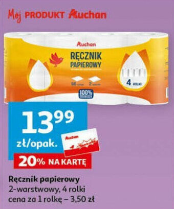 Auchan Ręcznik papierowy 2-warstwowy, 4 rolki oferta