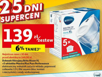 Auchan Dzbanek filtrujący Brita Aluna XL +5 wkładów Maxtra Plus Pure Performance oferta