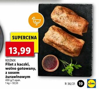 Filet z kaczki, wolno gotowany, z sosem żurawinowym