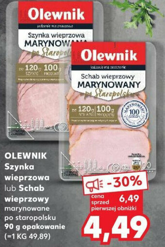 Kaufland Szynka wieprzowa lub Schab wieprzowy 90 g oferta