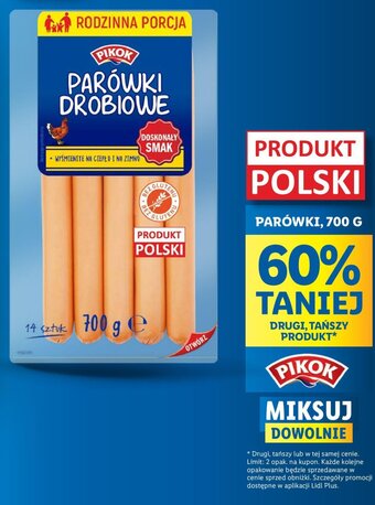 Lidl PARÓWKI 700 G oferta