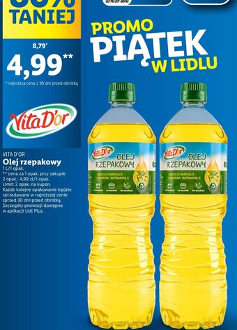 Lidl VITA D'OR Olej rzepakowy 1l oferta