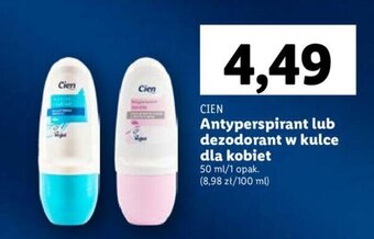 Lidl CIEN Antyperspirant lub dezodorant w kulce dla kobiet 50 ml oferta