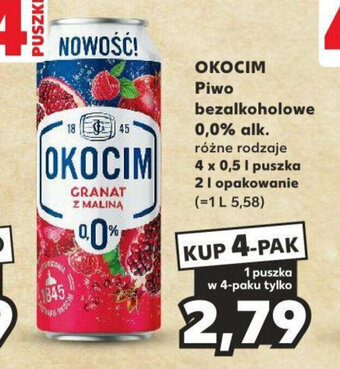 Kaufland OKOCIM Piwo bezalkoholowe 0,0% alk. 4 x 0,5 l oferta