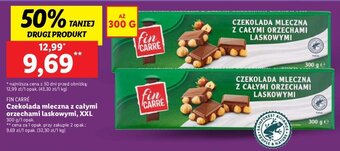 Lidl FIN CARRÉ Czekolada mleczna z całymi orzechami laskowymi, XXL 300 g oferta