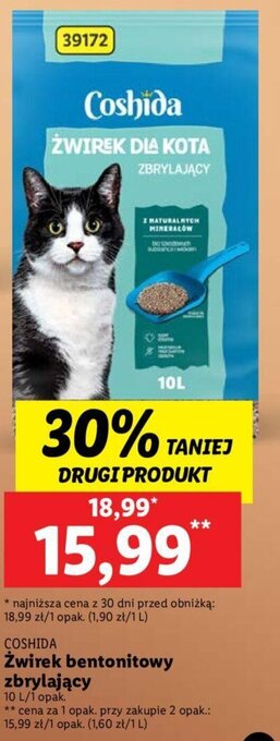 Lidl COSHIDA ŻWIREK DLA KOTA ZBRYLAJĄCY 10 l oferta