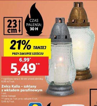 Lidl Znicz Kalia – szklany z wkładem parafinowym oferta