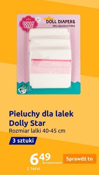 Action Pieluchy dla lalek Dolly Star oferta