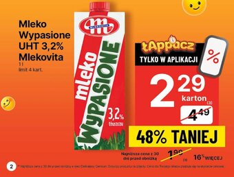 Delikatesy Centrum Mleko Wypasione UHT 3,2% Mlekovita 1l oferta