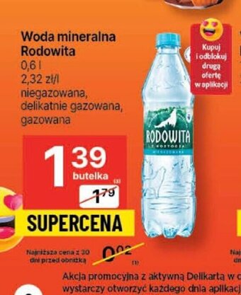 Delikatesy Centrum Woda mineralna Rodowita 0,6l oferta