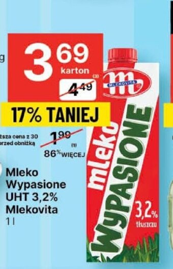 Delikatesy Centrum Mleko Wypasione UHT 3,2% Mlekovita 1l oferta