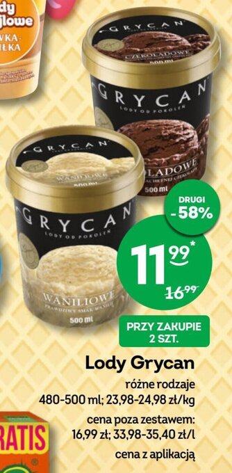Żabka Lody Grycan 480-500 ml oferta