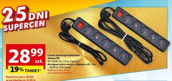Auchan Listwa przeciwprzepięciowa 3 m 5 gniazd oferta