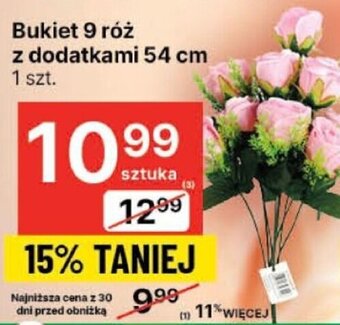 Bukiet 9 róż z dodatkami 54 cm