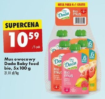 Biedronka Mus owocowy Dada Baby food bio, 5 x 100 g oferta