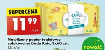Biedronka Nawilżany papier toaletowy spłukiwalny Dada Kids, 3 x 60 szt. oferta