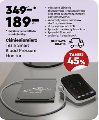 Biedronka Ciśnieniomierz Tesla Smart Blood Pressure Monitor oferta