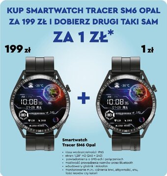 Biedronka Smartwatch Tracer SM6 Opal oferta
