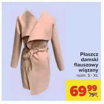 Carrefour Płaszcz damski flauszowy wiązany oferta