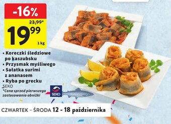 Intermarche • Koreczki śledziowe po kaszubsku/Przysmak myśliwego/ Sałatka surimi SEKO 1kg oferta
