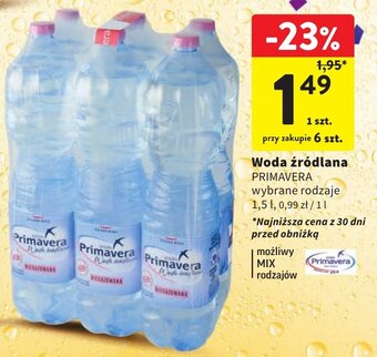Intermarche Woda źródlana PRIMAVERA 1,5 l oferta